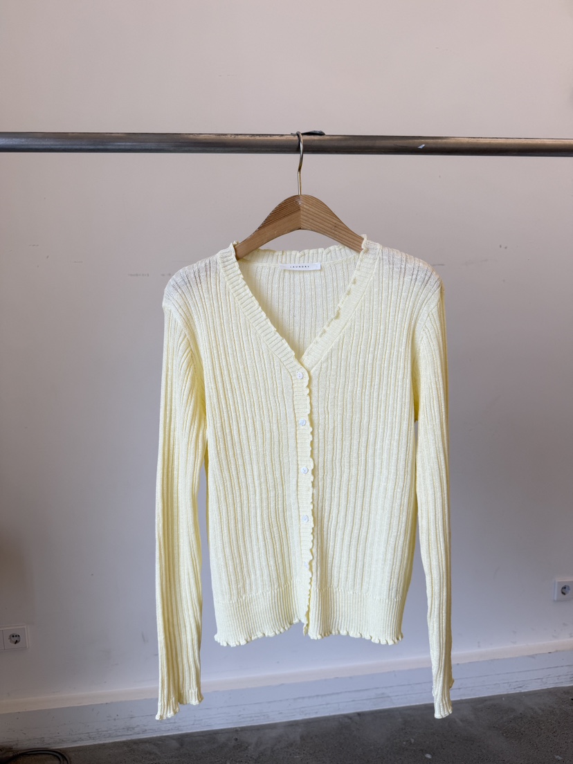 LAUNDRY韓國東大門代購女士新品休閑針織衫荷葉邊開衫羅紋LAUNDRY針織衫圖色2