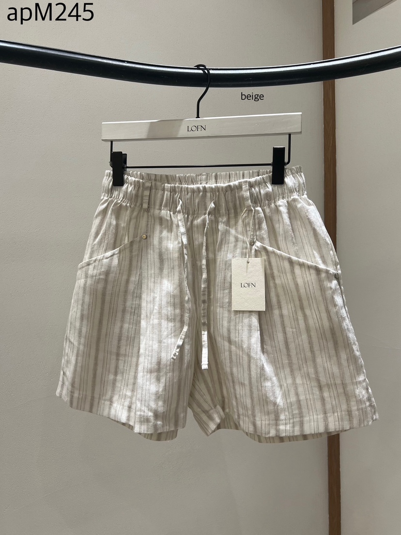 LOFN韓國代購女士新款休閑推薦26春夏時尚26夏季短褲亞麻LOFN短褲圖色2