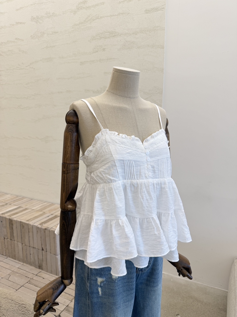 LAUNDRY韓國東大門代購女裝新品26夏季熱賣人氣吊帶背心褶裥LAUNDRY吊帶/背心