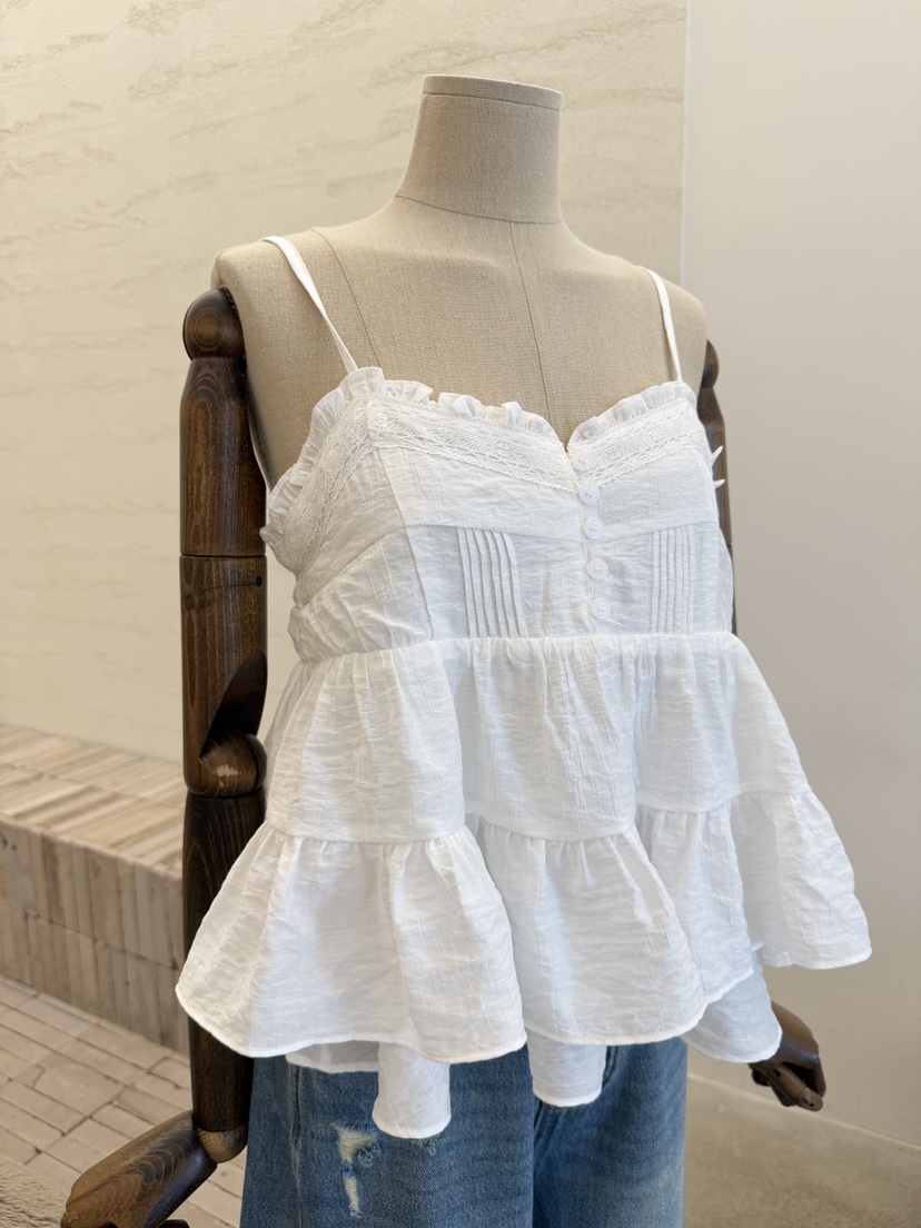 LAUNDRY韓國東大門代購女裝新品26夏季熱賣人氣吊帶背心褶裥LAUNDRY吊帶/背心