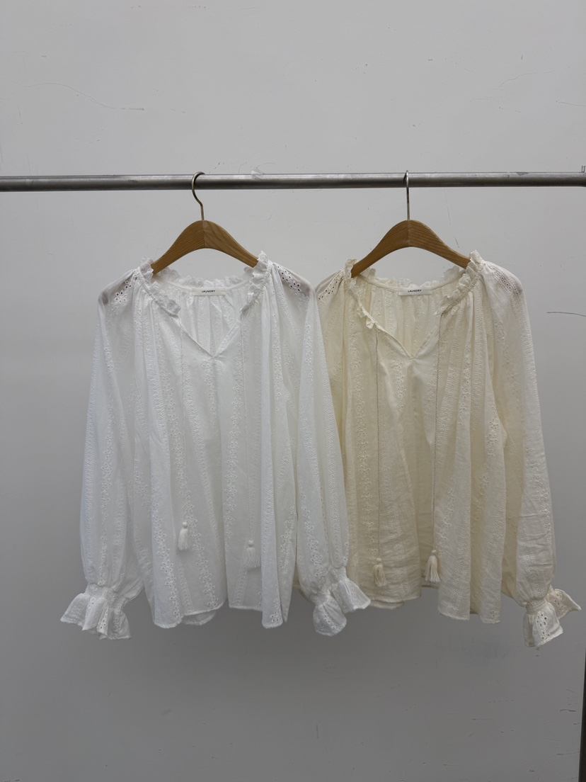 LAUNDRY韓國東大門代購女士新款人氣26夏季襯衫蕾絲衫刺繡LAUNDRY襯衫/蕾絲衫