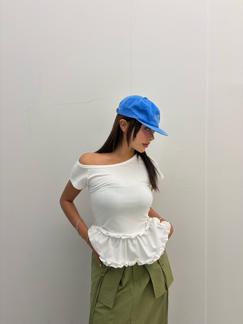 CUCUMBER韓國東大門直郵女士新款熱賣時尚26夏季T恤不對稱CUCUMBERT恤