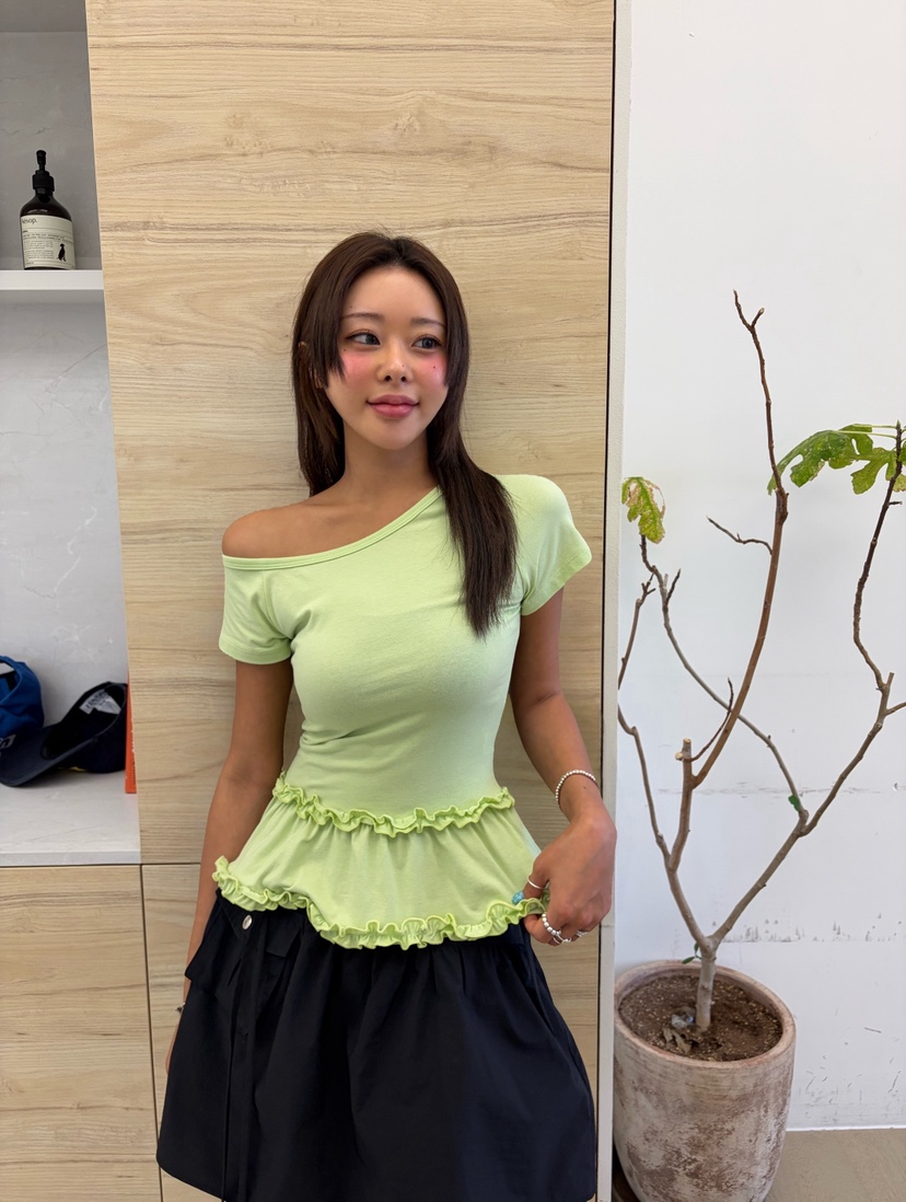 CUCUMBER韓國東大門直郵女士新款熱賣時尚26夏季T恤不對稱CUCUMBERT恤