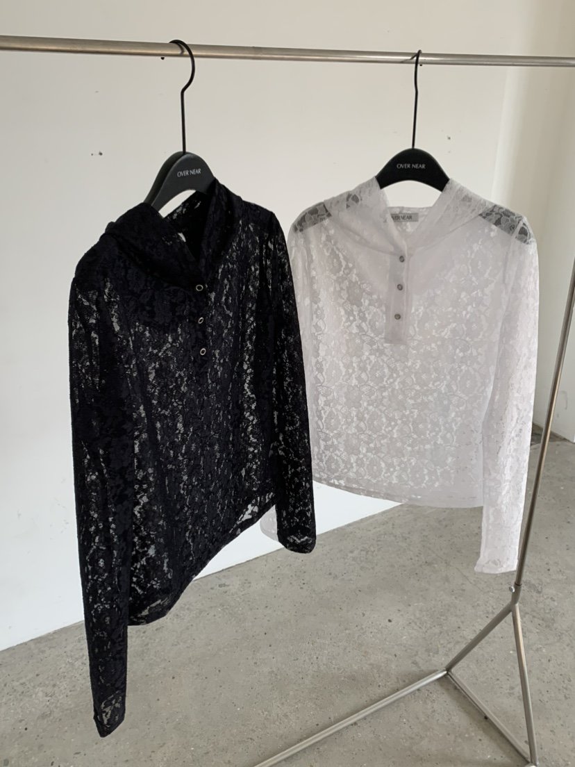 OVER NEAR韓國直郵女士新品人氣休閑26夏季熱賣長袖T恤蕾絲OVER NEAR長袖T恤