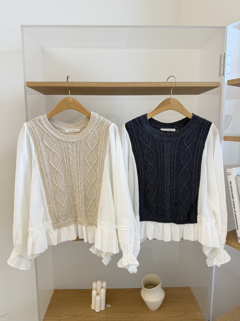 LAUNDRY韓國東大門直郵女裝新款26春夏26夏季針織衫荷葉邊LAUNDRY針織衫