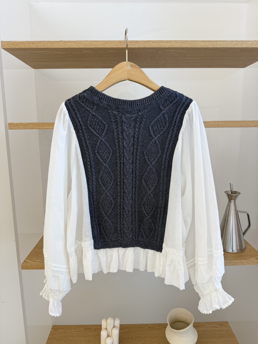 LAUNDRY韓國東大門直郵女裝新款26春夏26夏季針織衫荷葉邊LAUNDRY針織衫