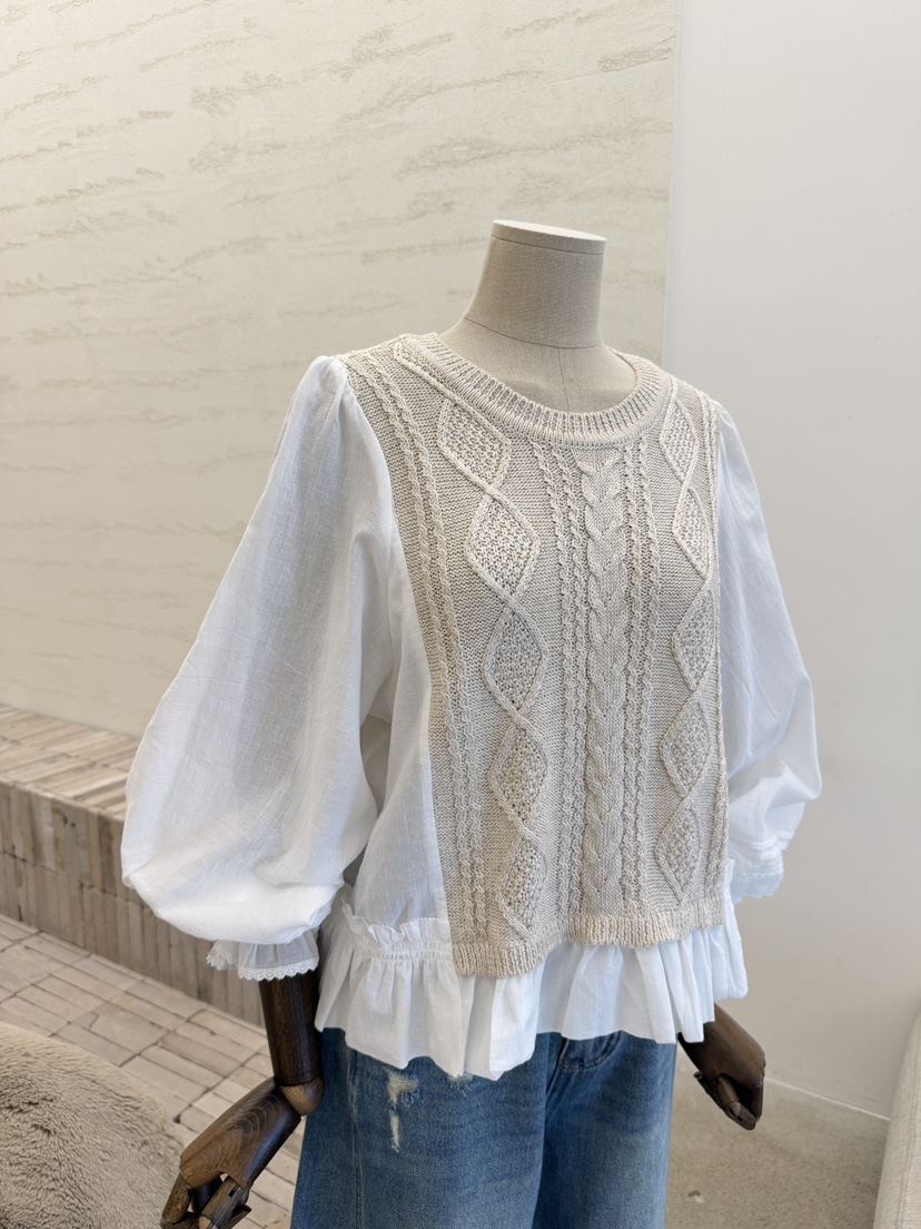 LAUNDRY韓國東大門直郵女裝新款26春夏26夏季針織衫荷葉邊LAUNDRY針織衫