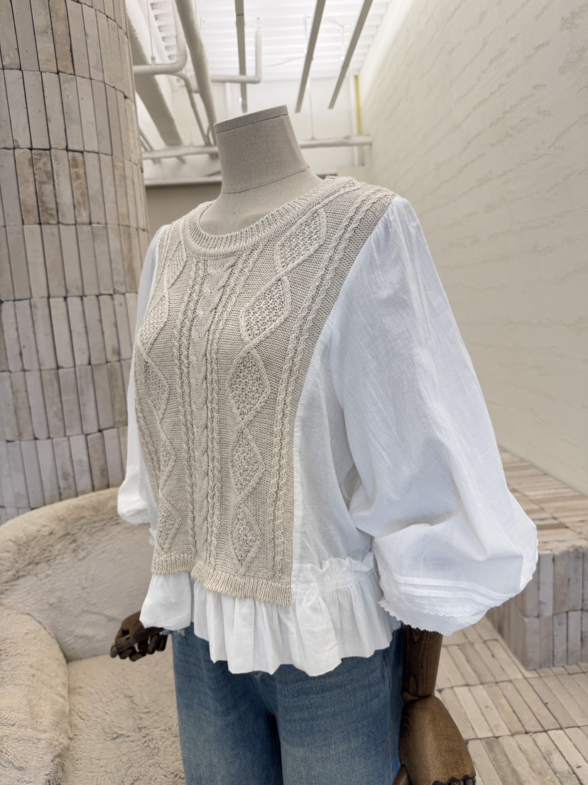 LAUNDRY韓國東大門直郵女裝新款26春夏26夏季針織衫荷葉邊LAUNDRY針織衫