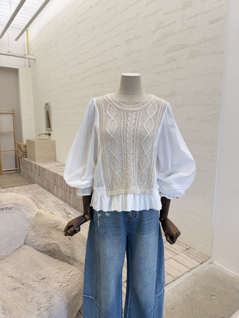 LAUNDRY韓國東大門直郵女裝新款26春夏26夏季針織衫荷葉邊LAUNDRY針織衫