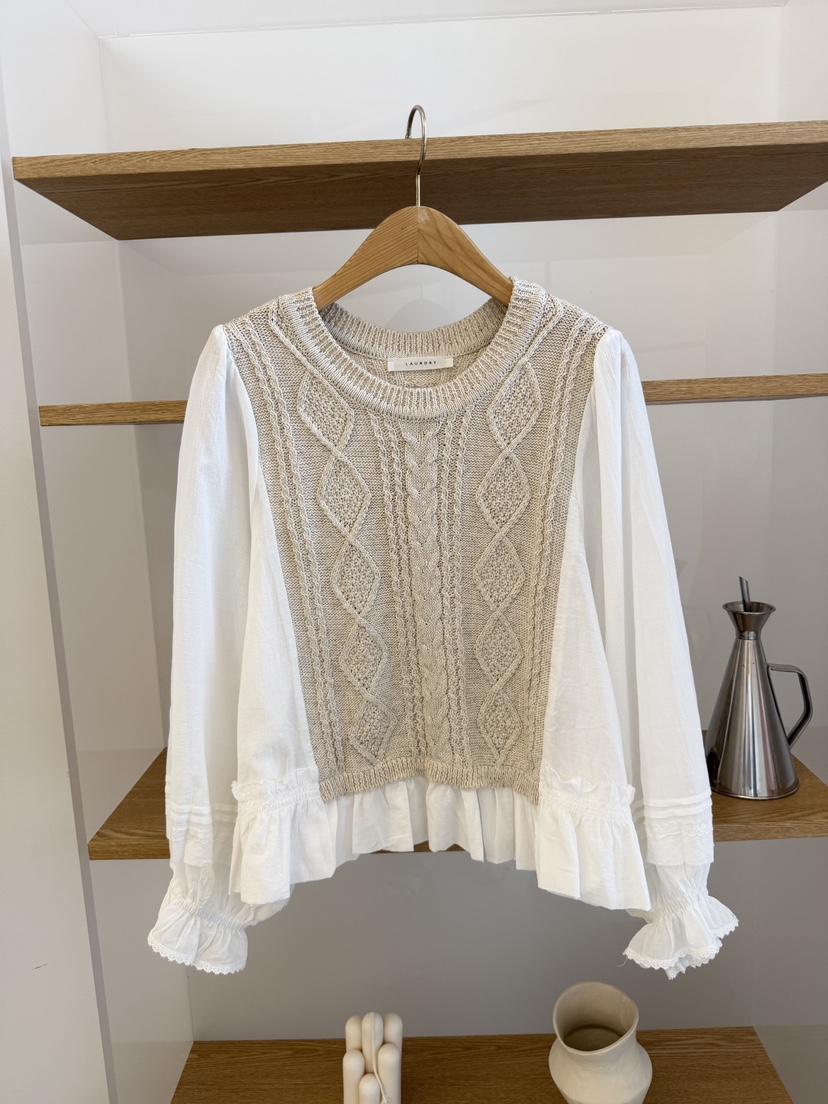 LAUNDRY韓國東大門直郵女裝新款26春夏26夏季針織衫荷葉邊LAUNDRY針織衫圖色1