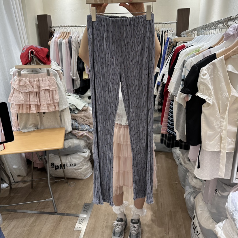 HANSUNGHYUN東大門實拍韓國女士新款時尚休閑休閑褲花朵褶皺HANSUNGHYUN休閑褲