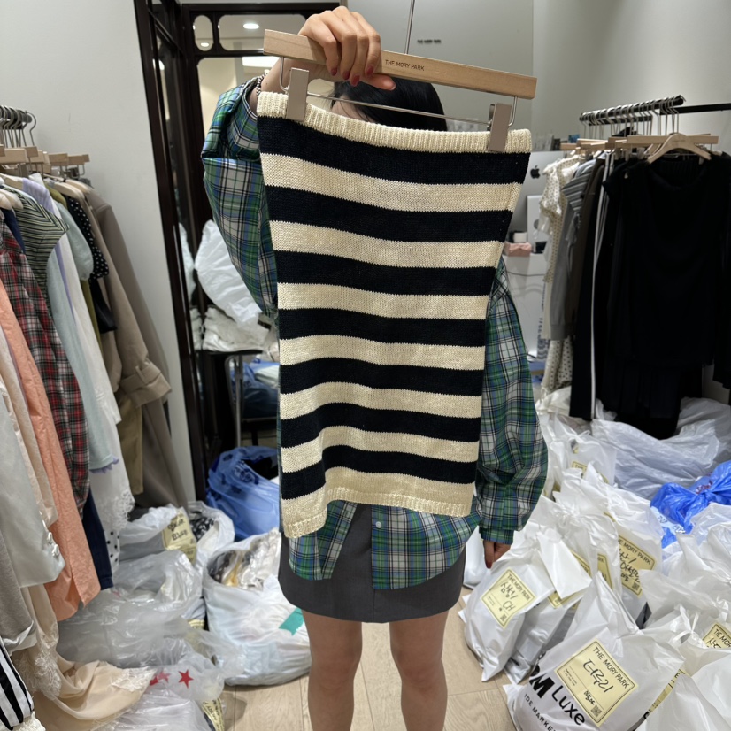 THEMORYPARK韓國東大門代購女裝新品時尚休閑吊帶背心條紋THE MORY PARK吊帶/背心