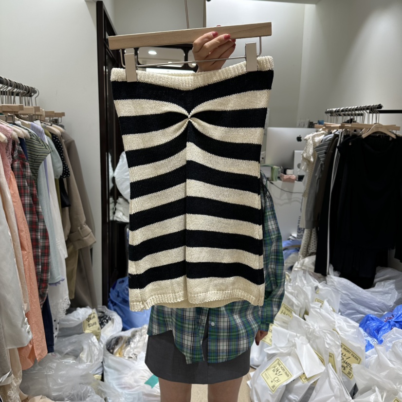 THEMORYPARK韓國東大門代購女裝新品時尚休閑吊帶背心條紋THE MORY PARK吊帶/背心圖色1