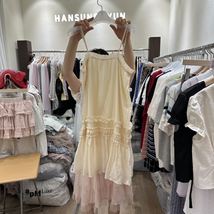 HANSUNGHYUN東大門直郵女裝新品職業熱賣連衣裙荷葉邊纖維HANSUNGHYUN連衣裙圖色1