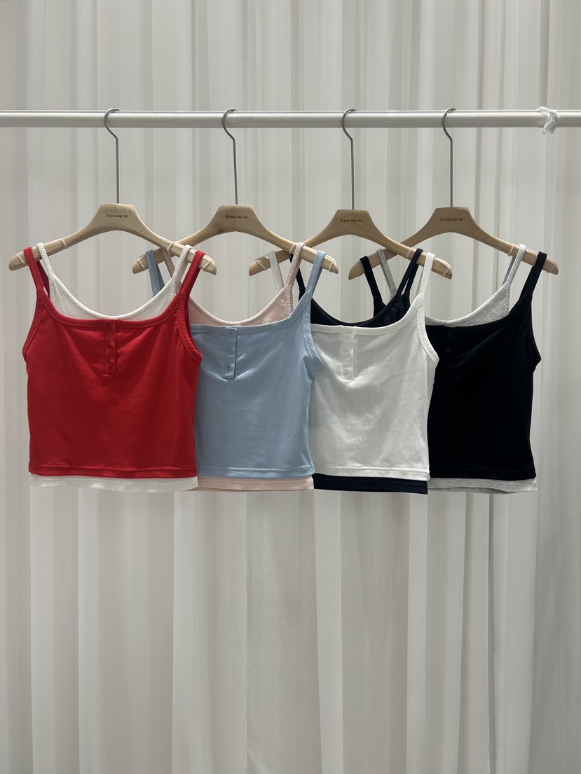 IF YOU SAY SO/PLUM-Q韓國代購女裝新品26春夏吊帶背心假兩件IF YOU SAY SO/PLUM-Q吊帶/背心