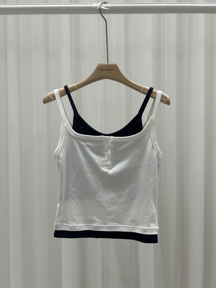 IF YOU SAY SO/PLUM-Q韓國代購女裝新品26春夏吊帶背心假兩件IF YOU SAY SO/PLUM-Q吊帶/背心圖色1