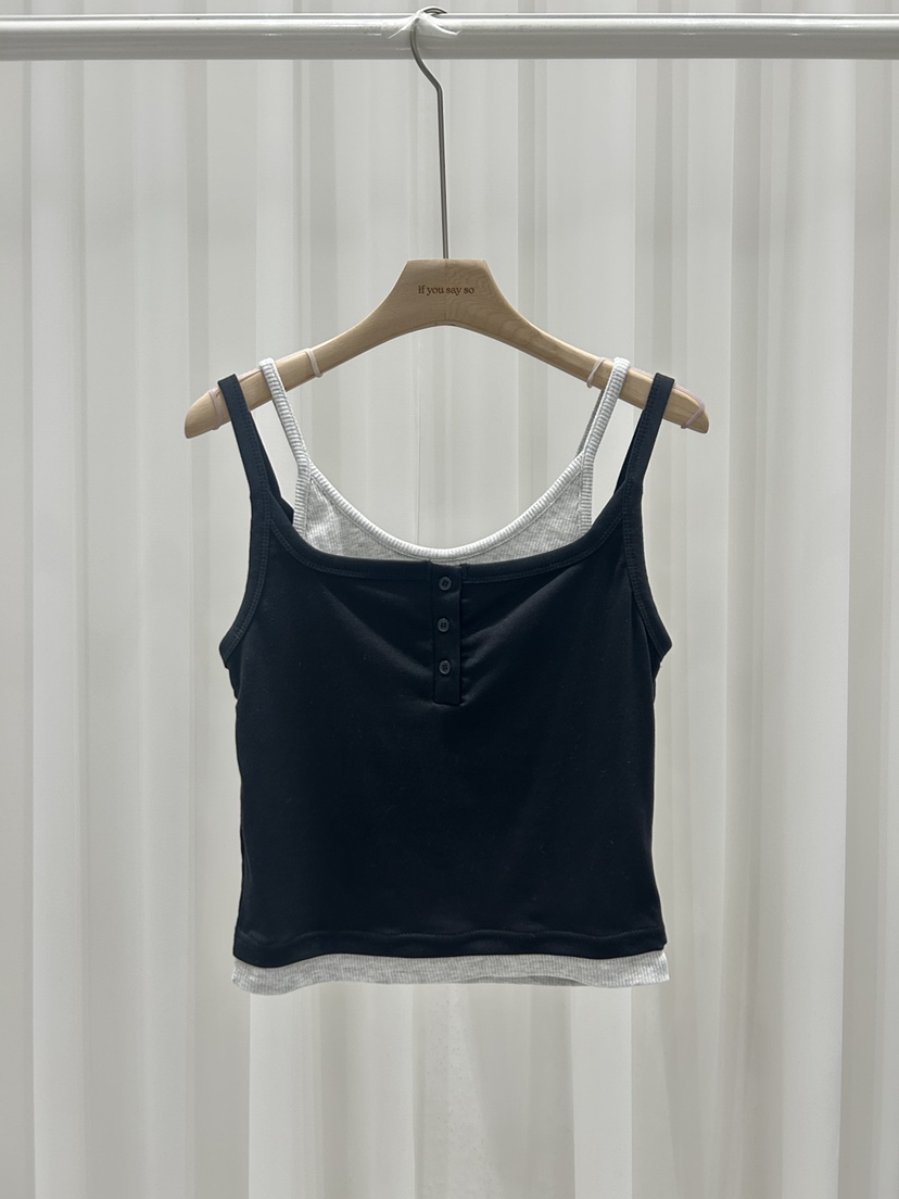 IF YOU SAY SO/PLUM-Q韓國代購女裝新品26春夏吊帶背心假兩件IF YOU SAY SO/PLUM-Q吊帶/背心圖色2