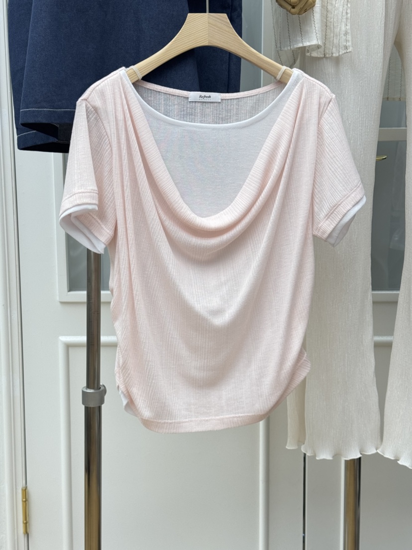 RE:FRESH-L韓國代購女裝新品休閑時尚26夏季職業推薦T恤RE:FRESHT恤圖色2