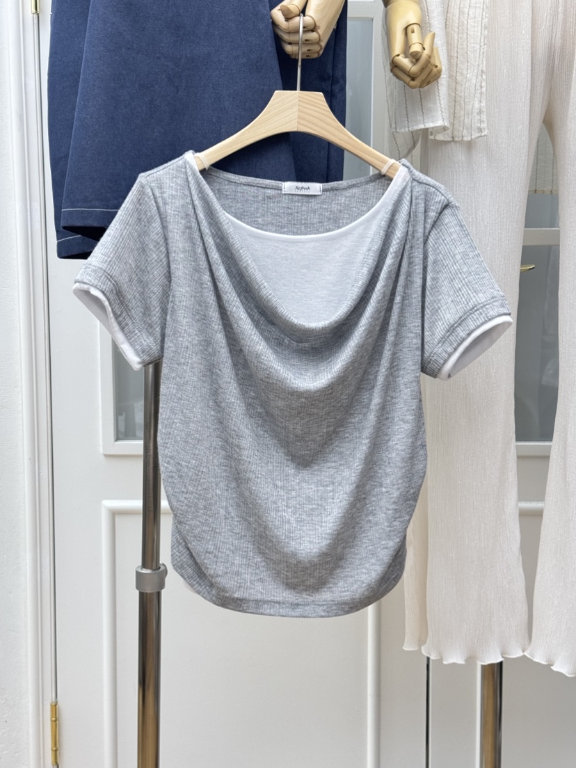 RE:FRESH-L韓國代購女裝新品休閑時尚26夏季職業推薦T恤RE:FRESHT恤圖色4