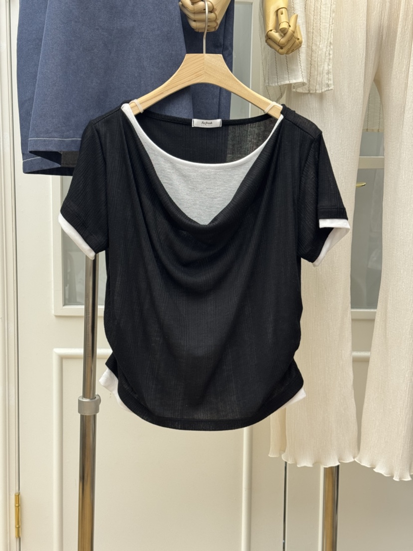 RE:FRESH-L韓國代購女裝新品休閑時尚26夏季職業推薦T恤RE:FRESHT恤圖色5