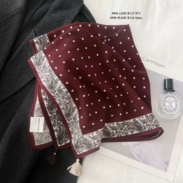 N3韓國直郵實拍女裝新品職業26春夏圍巾披肩流蘇復古圓點N3圍巾/披肩