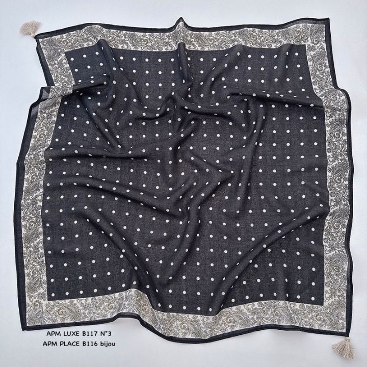 N3韓國直郵實拍女裝新品職業26春夏圍巾披肩流蘇復古圓點N3圍巾/披肩