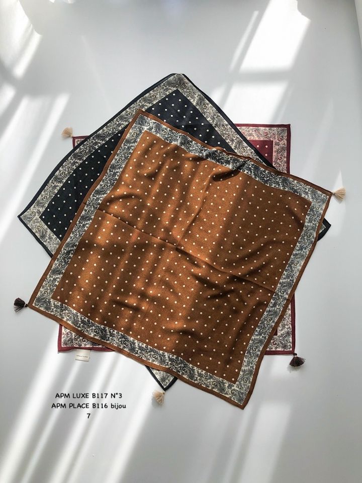 N3韓國直郵實拍女裝新品職業26春夏圍巾披肩流蘇復古圓點N3圍巾/披肩