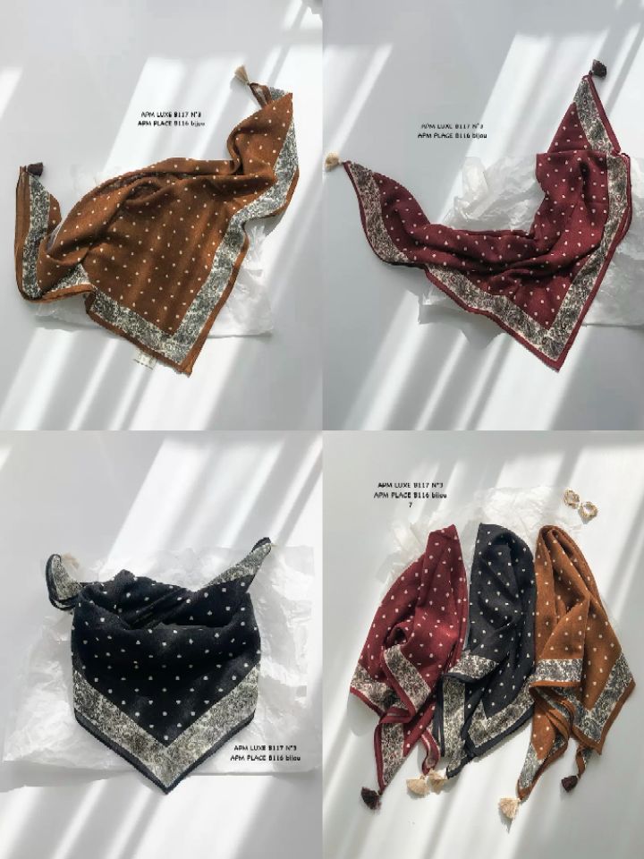 N3韓國直郵實拍女裝新品職業26春夏圍巾披肩流蘇復古圓點N3圍巾/披肩