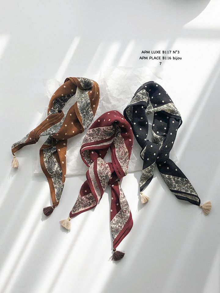 N3韓國直郵實拍女裝新品職業26春夏圍巾披肩流蘇復古圓點N3圍巾/披肩