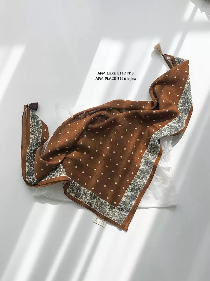 N3韓國直郵實拍女裝新品職業26春夏圍巾披肩流蘇復古圓點N3圍巾/披肩圖色3