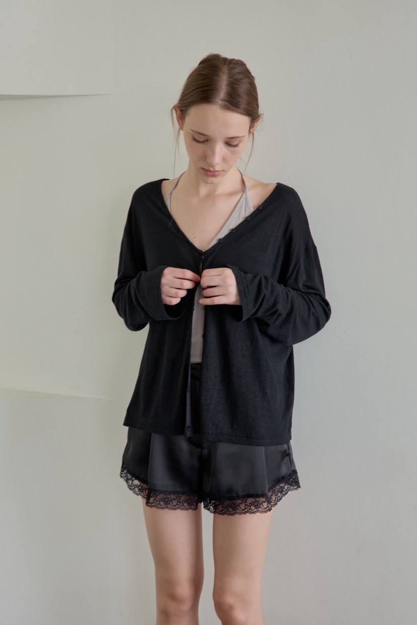 BOWIE韓國直郵女裝新款熱賣時尚職業26春夏26夏季短褲蕾絲緞面BOWIE短褲