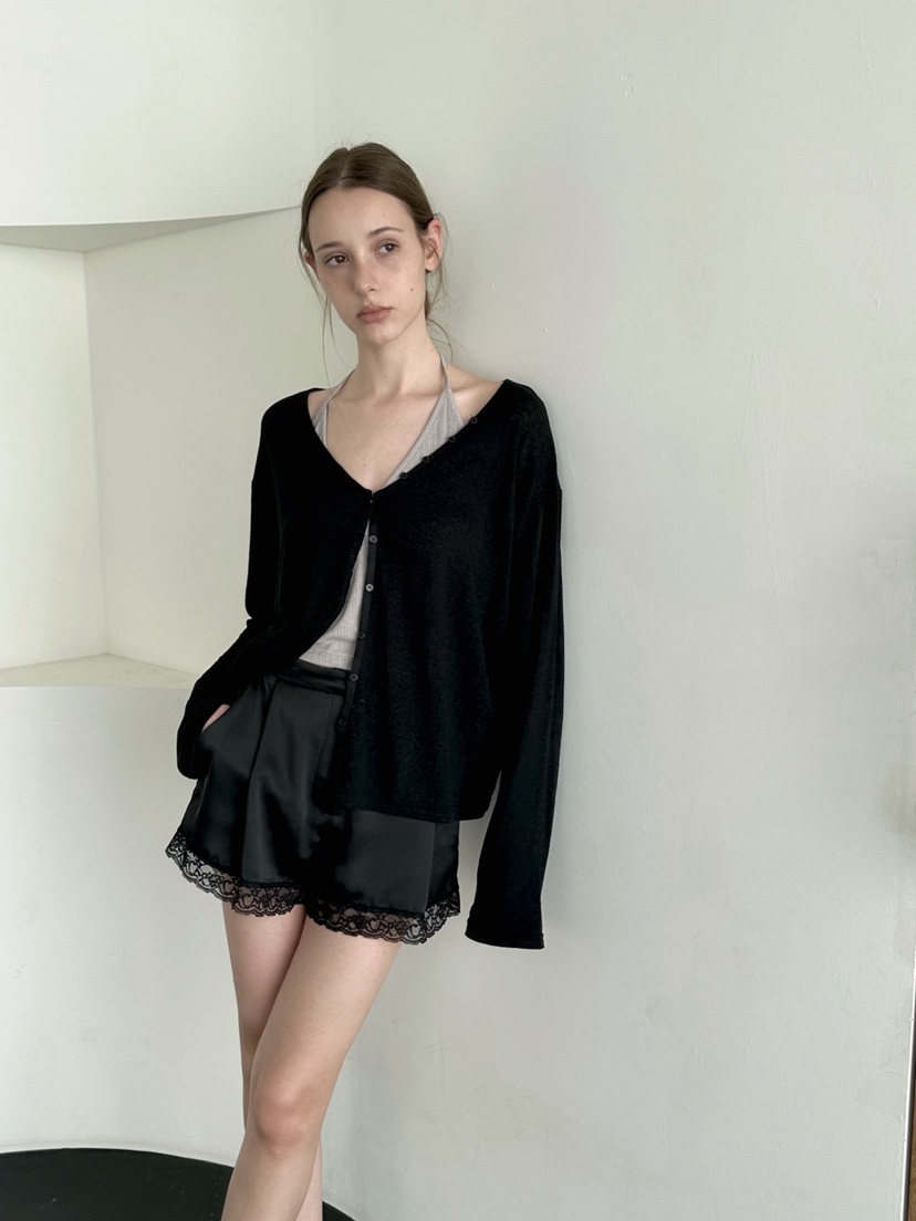 BOWIE韓國直郵女裝新款熱賣時尚職業26春夏26夏季短褲蕾絲緞面BOWIE短褲圖色2