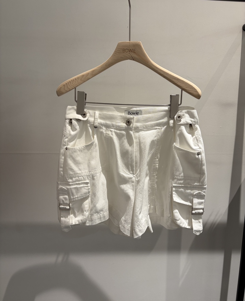 BOWIE韓國代購女士新款26春夏時尚推薦職業短褲工裝褲水洗BOWIE短褲圖色2