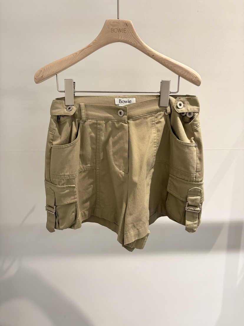 BOWIE韓國代購女士新款26春夏時尚推薦職業短褲工裝褲水洗BOWIE短褲圖色3