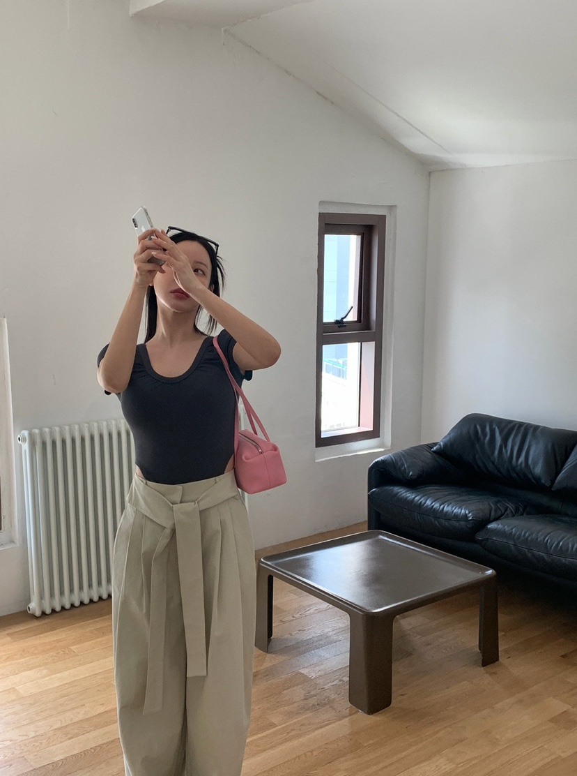 REVE CITE-L東大門直郵女裝新品休閑真品休閑褲系帶褶裥REVE CITE-L休閑褲