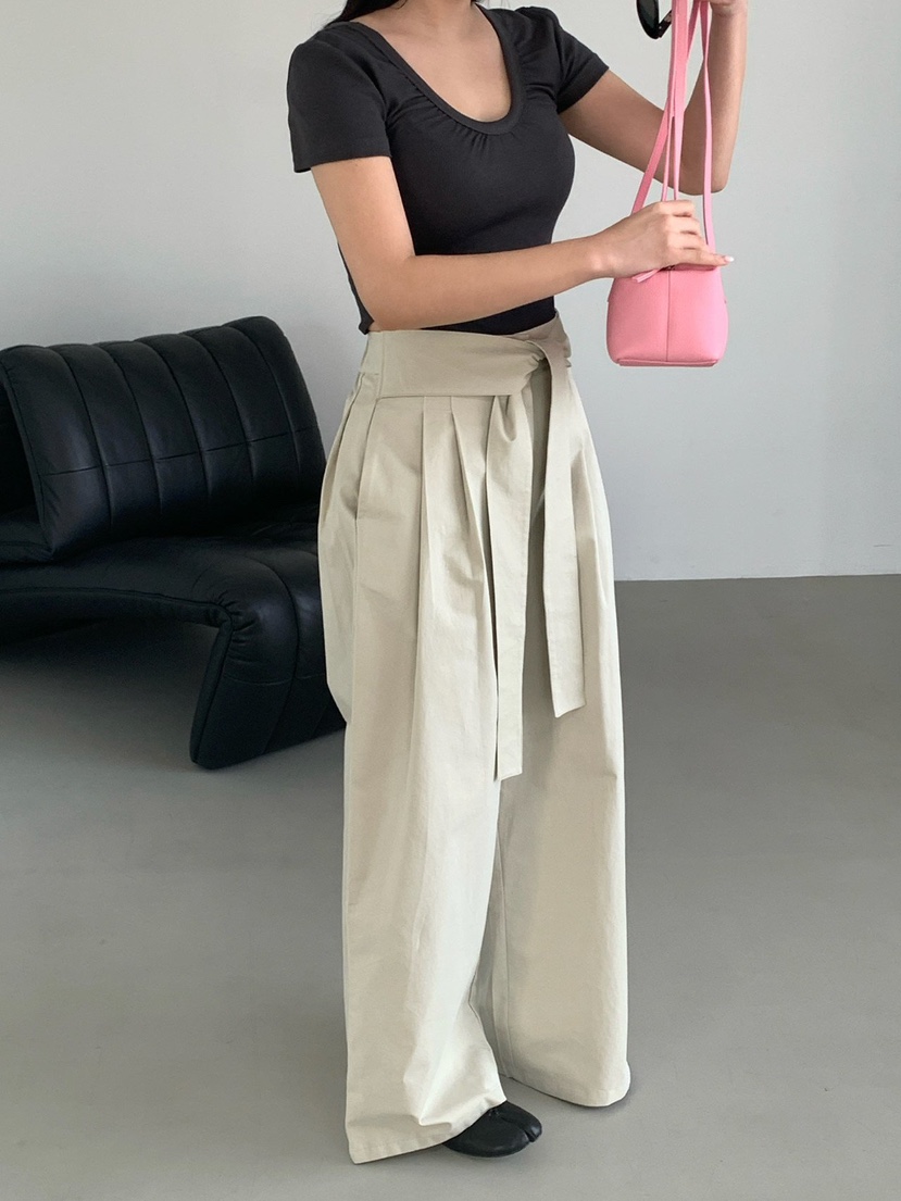 REVE CITE-L東大門直郵女裝新品休閑真品休閑褲系帶褶裥REVE CITE-L休閑褲