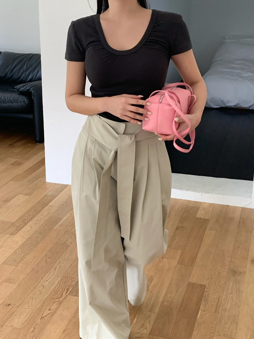 REVE CITE-L東大門直郵女裝新品休閑真品休閑褲系帶褶裥REVE CITE-L休閑褲