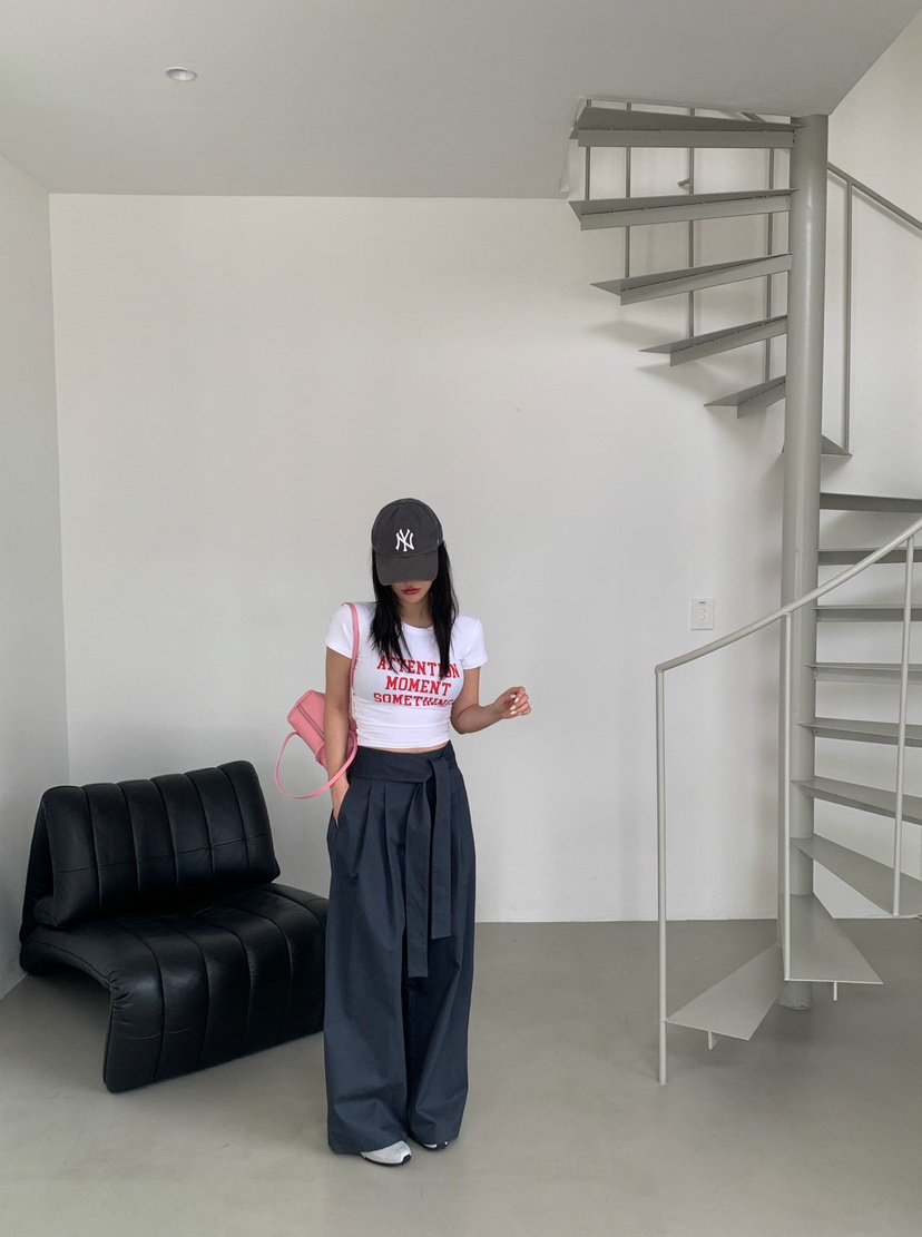 REVE CITE-L東大門直郵女裝新品休閑真品休閑褲系帶褶裥REVE CITE-L休閑褲