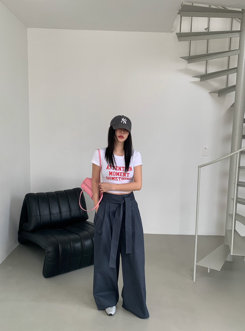 REVE CITE-L東大門直郵女裝新品休閑真品休閑褲系帶褶裥REVE CITE-L休閑褲