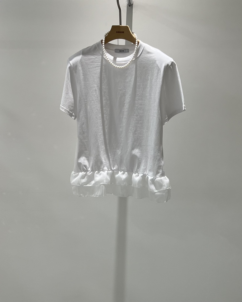 DENISE東大門實拍韓國女裝新品26春夏人氣職業時尚T恤荷葉邊DENISET恤圖色1