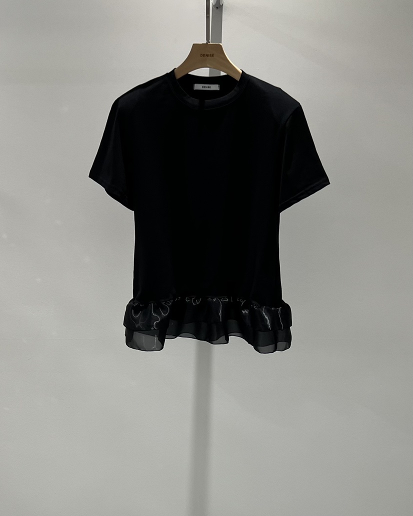 DENISE東大門實拍韓國女裝新品26春夏人氣職業時尚T恤荷葉邊DENISET恤圖色2