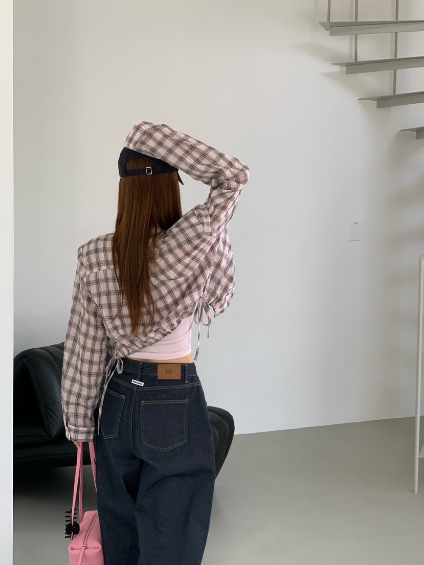 REVE CITE-L韓國代購女裝新款時尚熱賣襯衫蕾絲衫格子條紋REVE CITE-L襯衫/蕾絲衫