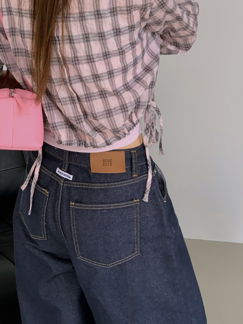 REVE CITE-L韓國代購女裝新款時尚熱賣襯衫蕾絲衫格子條紋REVE CITE-L襯衫/蕾絲衫