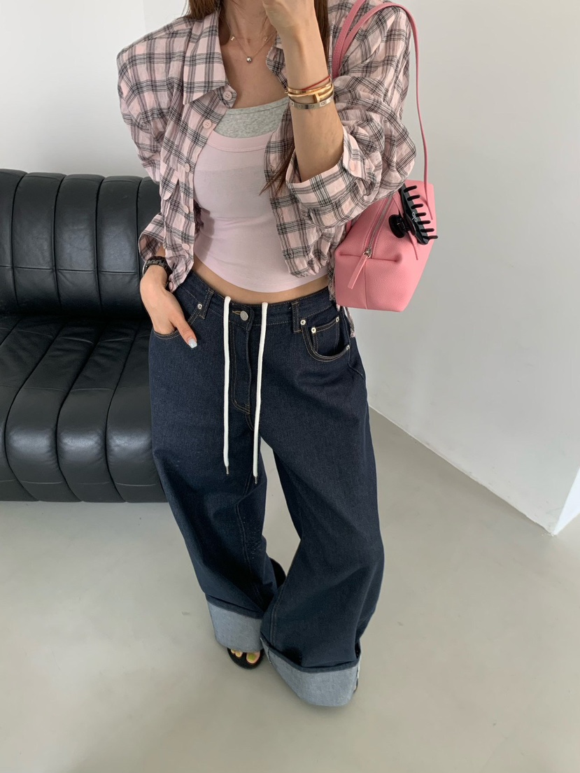 REVE CITE-L韓國代購女裝新款時尚熱賣襯衫蕾絲衫格子條紋REVE CITE-L襯衫/蕾絲衫圖色1