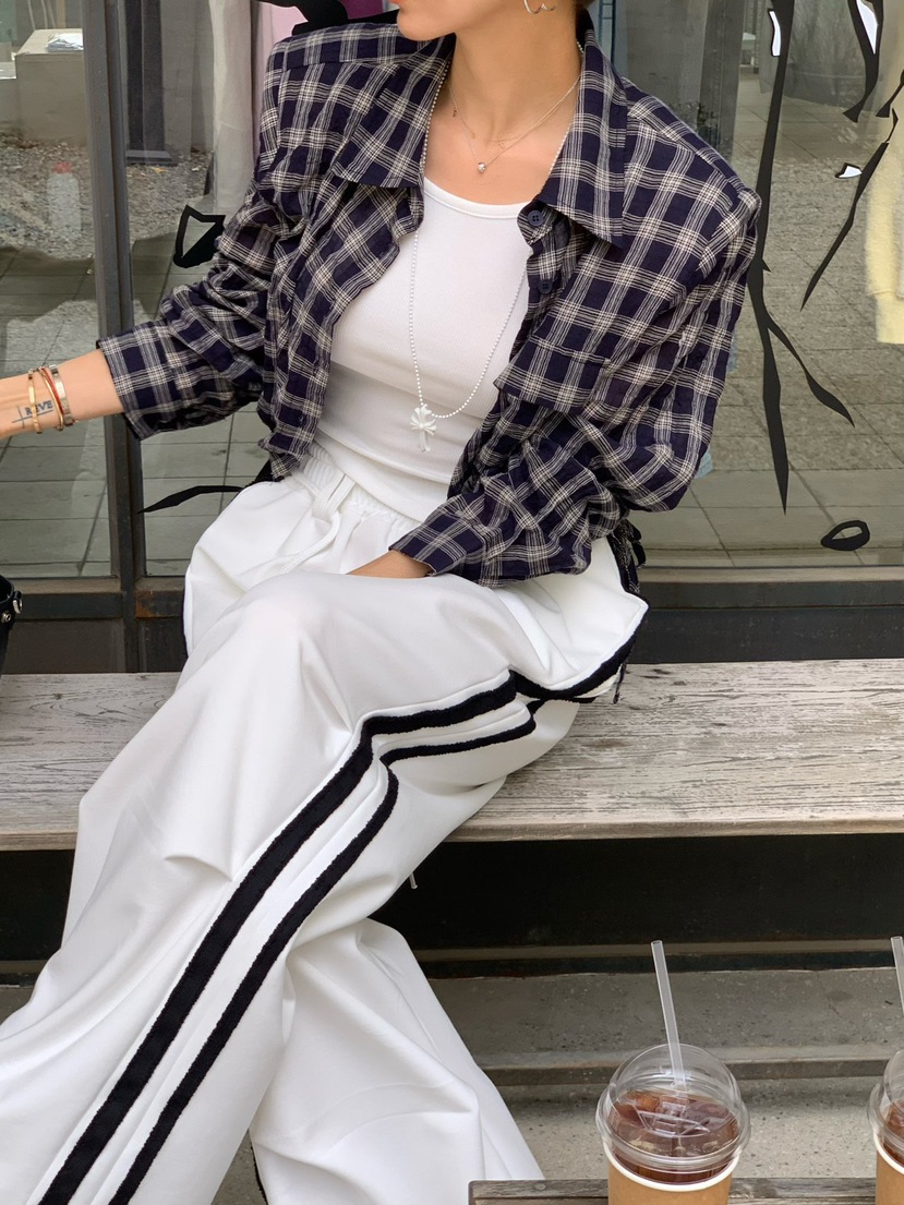 REVE CITE-L韓國代購女裝新款時尚熱賣襯衫蕾絲衫格子條紋REVE CITE-L襯衫/蕾絲衫圖色2