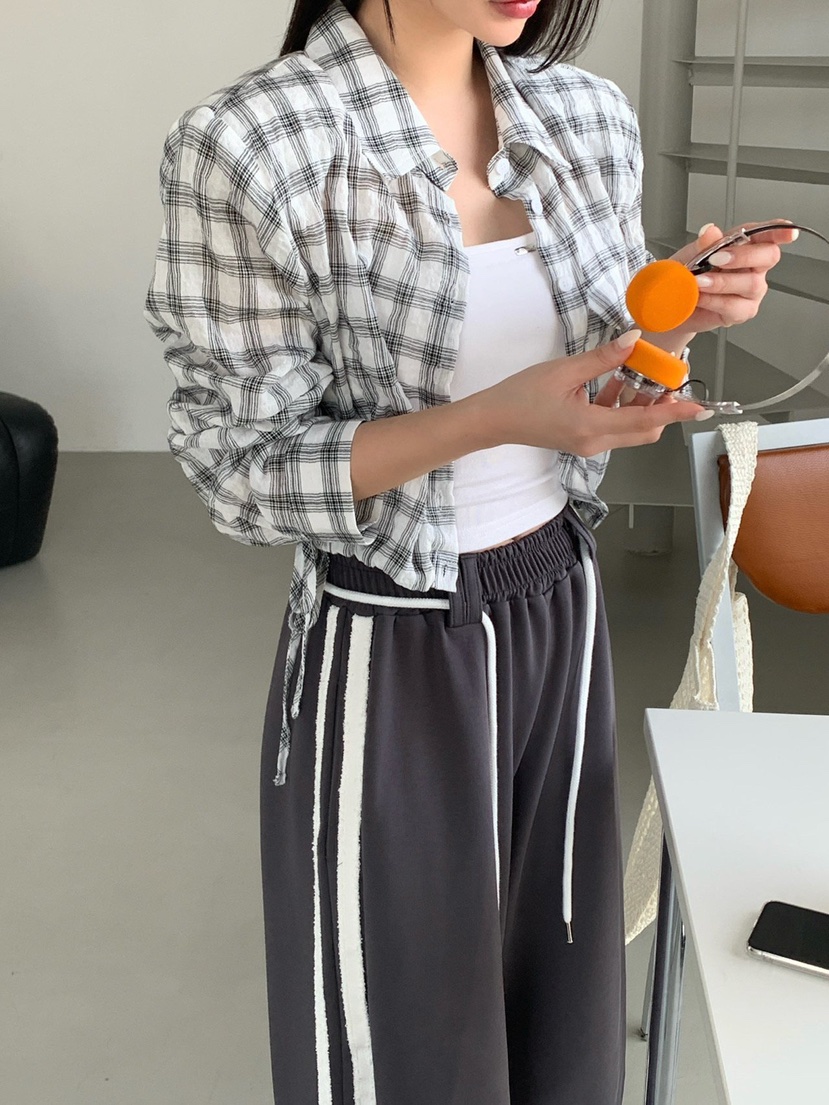 REVE CITE-L韓國代購女裝新款時尚熱賣襯衫蕾絲衫格子條紋REVE CITE-L襯衫/蕾絲衫圖色3