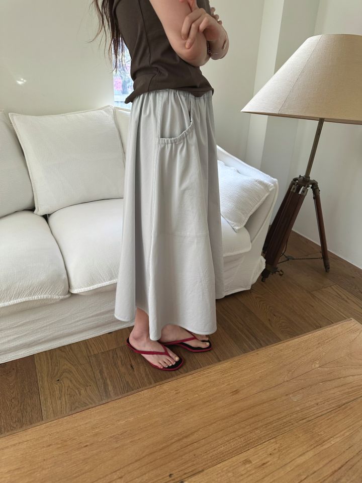 MARE韓國直郵實拍女裝新品熱賣推薦26夏季26春夏長裙口袋喇叭MARE長裙