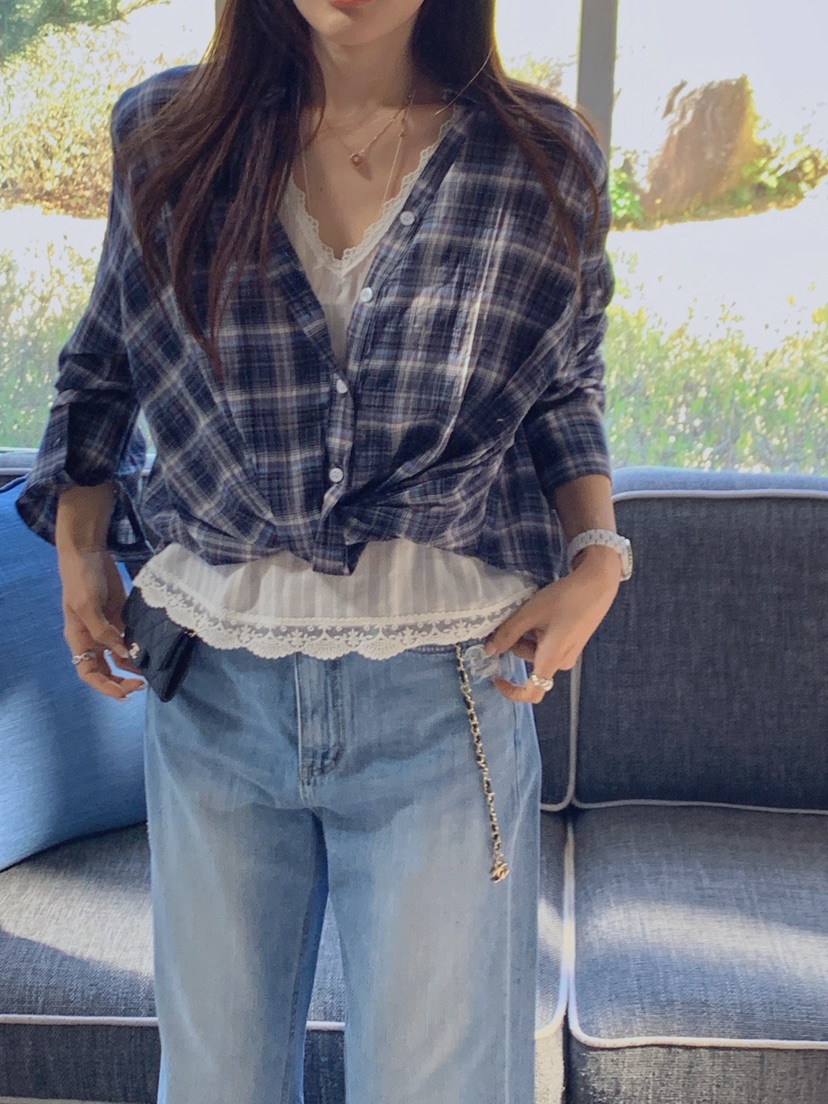 LA CREME韓國直郵女裝新款26春夏職業休閑推薦襯衫蕾絲衫LA CREME襯衫/蕾絲衫