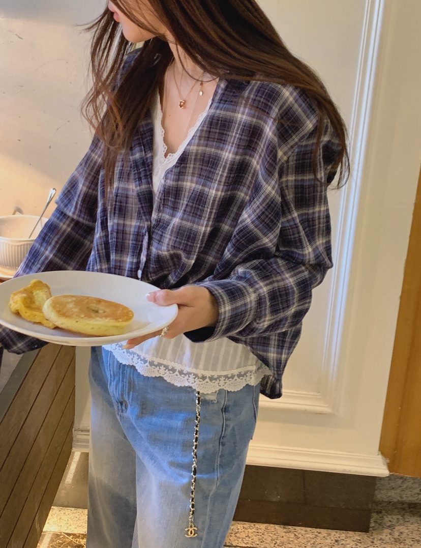 LA CREME韓國直郵女裝新款26春夏職業休閑推薦襯衫蕾絲衫LA CREME襯衫/蕾絲衫