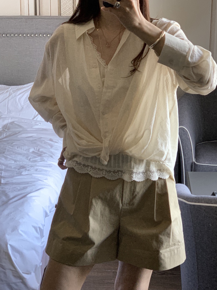 LA CREME韓國直郵女裝新款26春夏職業休閑推薦襯衫蕾絲衫LA CREME襯衫/蕾絲衫